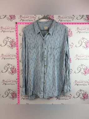 O'Neill button up Light Blue Long-Sleeve Button-Down Shirt with Navy Micro Print